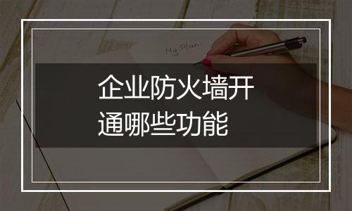 企业防火墙开通哪些功能