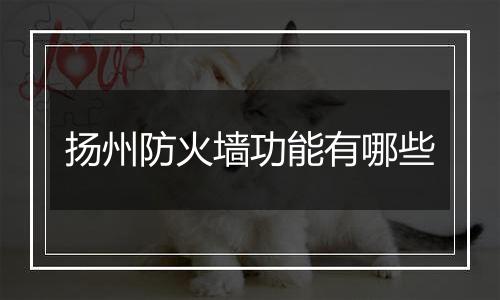 扬州防火墙功能有哪些