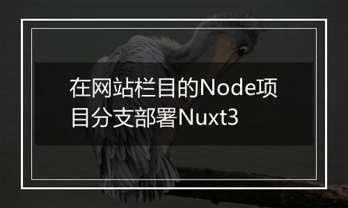 在网站栏目的Node项目分支部署Nuxt3