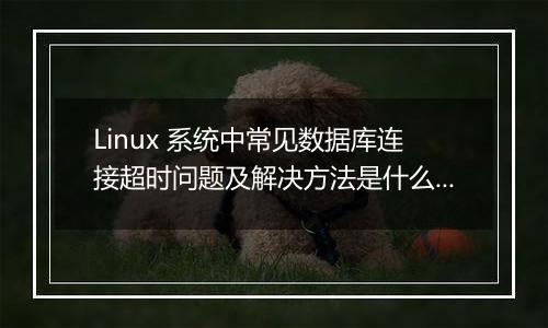 Linux 系统中常见数据库连接超时问题及解决方法是什么?