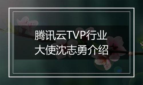 腾讯云TVP行业大使沈志勇介绍