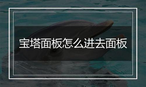 宝塔面板怎么进去面板