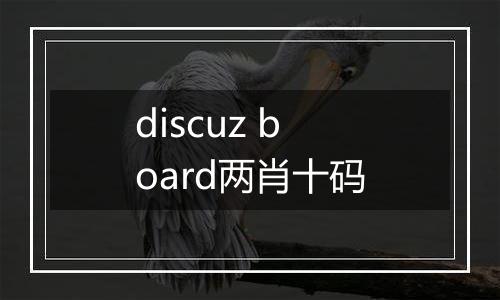 discuz board两肖十码