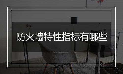 防火墙特性指标有哪些