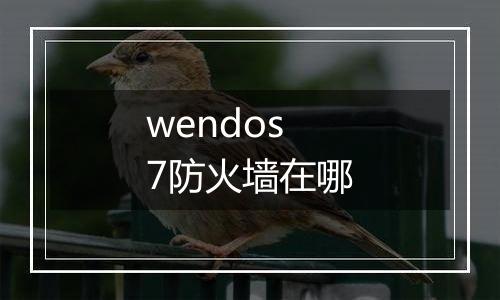 wendos7防火墙在哪