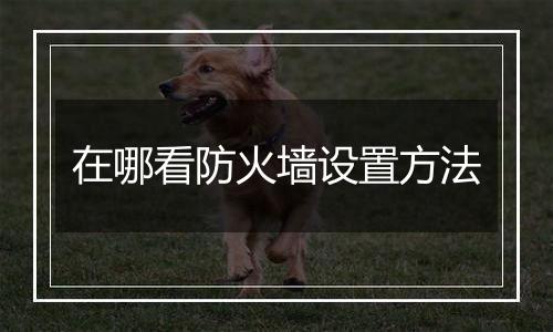 在哪看防火墙设置方法