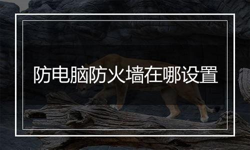 防电脑防火墙在哪设置