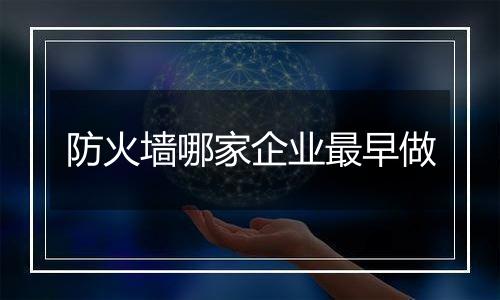 防火墙哪家企业最早做