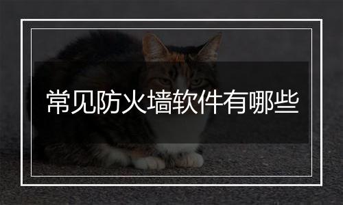 常见防火墙软件有哪些