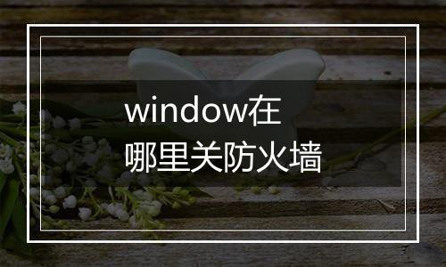 window在哪里关防火墙