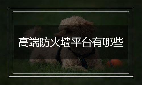 高端防火墙平台有哪些