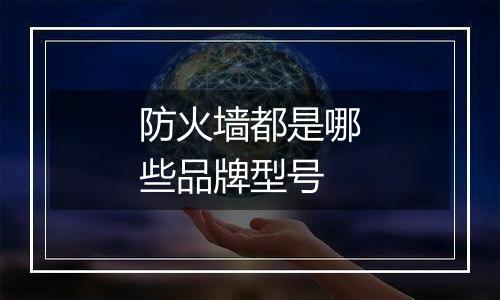 防火墙都是哪些品牌型号