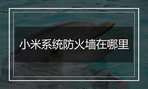 小米系统防火墙在哪里