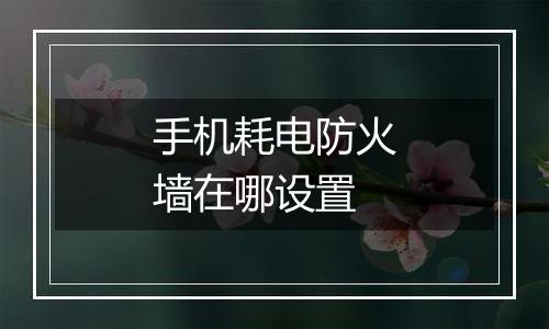 手机耗电防火墙在哪设置