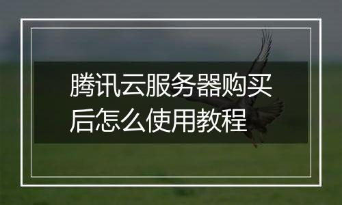 腾讯云服务器购买后怎么使用教程