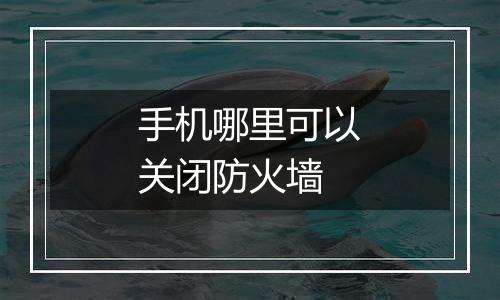 手机哪里可以关闭防火墙