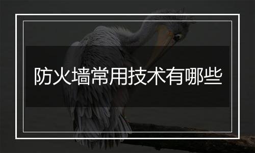 防火墙常用技术有哪些