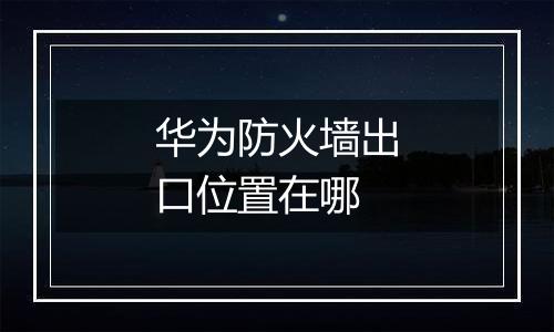 华为防火墙出口位置在哪
