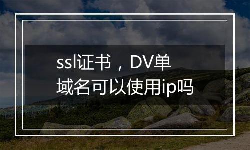 ssl证书,DV单域名可以使用ip吗