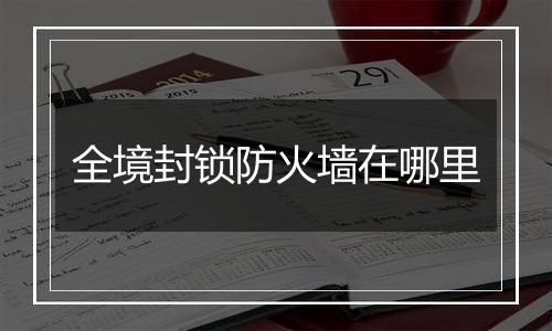 全境封锁防火墙在哪里