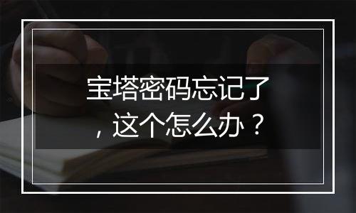 宝塔密码忘记了,这个怎么办?