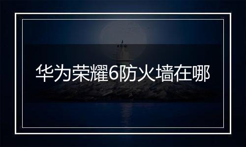华为荣耀6防火墙在哪