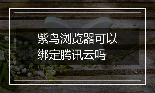 紫鸟浏览器可以绑定腾讯云吗
